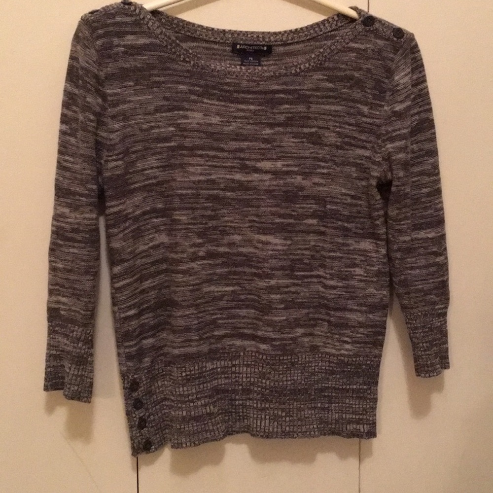 Petite small Gray boatneck 3/4 sleeves sweater